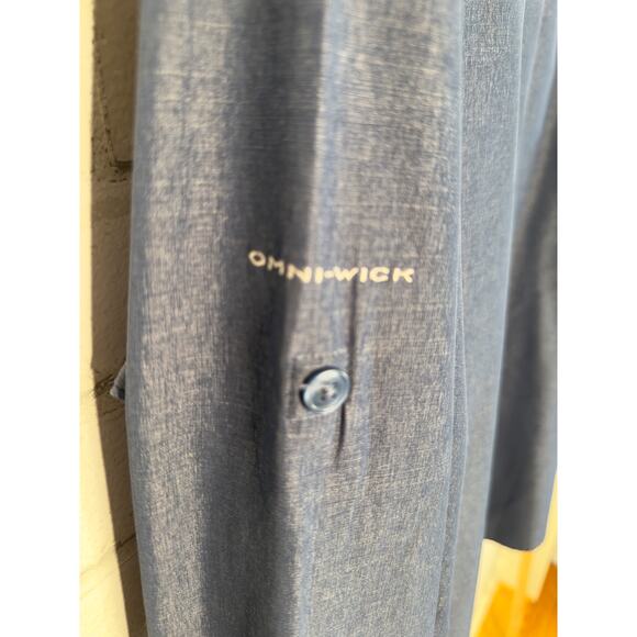 Columbia Mens XXL Omni Wick Button Down Long Sleeve Rip Stop Shirt Navy Blue EUC - Picture 8 of 8